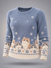 Pull décontracté mignon pour femmes, motif chats, collection hiver, pour les amoureux des chats