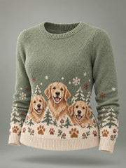 Chiens d'hiver mignons pour femmes Imprimer Dog Lovers Pull décontracté