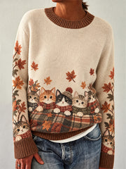 Chats mignons pour femmes en automne et en hiver Imprimer Pull à manches longues