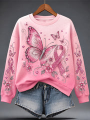 Sweat-shirt imprimé sur le thème du cancer du sein chez la femme