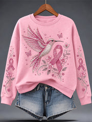 Sweat-shirt imprimé sur le thème du cancer du sein chez la femme