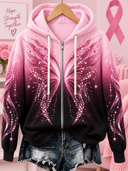 Sweat à capuche zippé pour femmes sur le cancer du sein