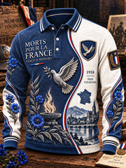 Polo décontracté à manches longues pour homme, imprimé Paix, Jour de l’Armistice français