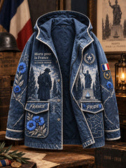 Veste décontractée à capuche pour homme, bleu foncé, imprimé Vétéran du Jour de l’Armistice français