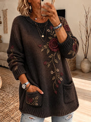 Sweat Vintage Artistic Floral Femme