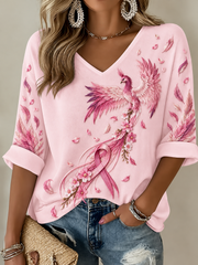 T-shirt à manches mi-longues pour femmes Cancer du sein