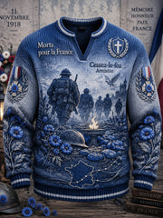 Sweat-shirt décontracté à imprimé dégradé French Armistice Day pour homme