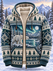 Sweat à capuche en flanelle à imprimé animal nordique pour homme