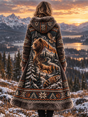 Veste en flanelle à motifs animaux nordiques pour femme