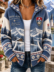 Chandail à capuchon imprimé inspiration alpine pour femme
