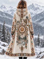 Veste en flanelle vintage pour femme, style viking et aztèque avec motifs animaliers