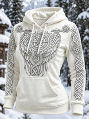 Sweat à capuche décontracté pour femmes rétro style viking