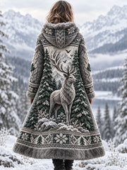 Veste en flanelle à motifs animaux nordiques pour femme