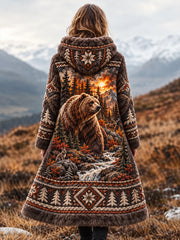Veste en flanelle à motifs animaux nordiques pour femme