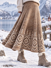 Jupe A-Line Rétro Style Nordique Femme