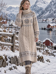 Robe Classique Nordic Fair Isle à Col Haut Femme