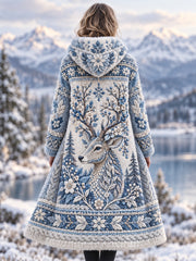 Veste en flanelle à motifs animaux nordiques pour femme