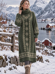 Robe Femme Nordic Imprimé Orignal À Col Haut