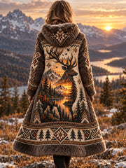 Veste en flanelle à motifs animaux nordiques pour femme