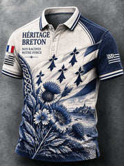 Polo décontracté pour homme à imprimé Bretagne française
