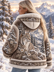 Sweat à capuche décontracté en flanelle pour femme, imprimé d’art suisse vintage