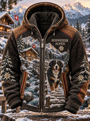 Veste Homme Vintage Swiss Art-Print Casual & Confortable En Flanelle