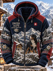 Veste en flanelle décontractée et confortable pour homme, imprimé artistique vintage suisse