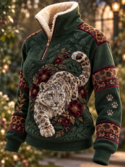 Top Femme Animal Art Col En Fourrure