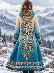 Veste en flanelle vintage pour femme, style viking et aztèque avec motifs animaliers