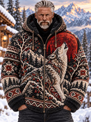 Veste à capuche en flanelle pour homme, motif animaux de la forêt nordique