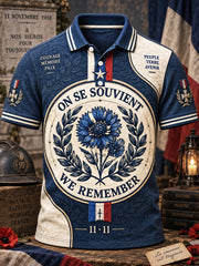 Polo décontracté à imprimé patchwork pour hommes, jour de l'Armistice français