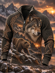 Sweat-shirt décontracté à imprimé graphique de style scandinave Viking nordique vintage pour hommes