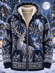 Veste à capuche en flanelle pour homme, motif animaux de la forêt nordique