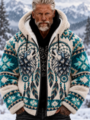 Veste en flanelle épaisse pour homme Viking Wolf Head Aztec Vintage
