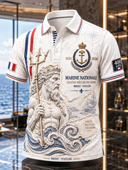 Polo décontracté pour homme avec imprimé commémoratif du 400e anniversaire de la Marine française