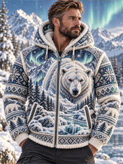 Chandail à capuchon Nordic Forest Animal avec doublure en molleton Homme