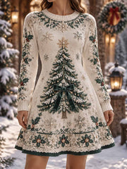 Robe imprimée de fleurs d'hiver pour femmes