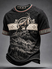 T-shirt décontracté rétro cerf animal basque