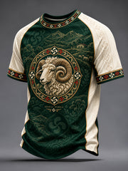 T-shirt Décontracté Mouton Basque Rétro à Imprimé Animal