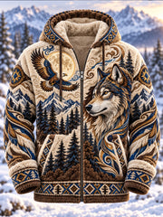 Sweat à Capuche Homme Nordique Imprimé Animal en Flanelle