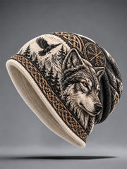 Bonnet tricoté chaud pour l’automne et l’hiver, style viking vintage