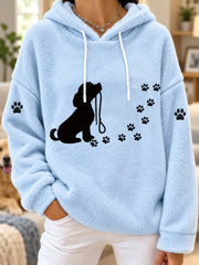 Sweat à capuche en flanelle décontracté pour femmes, motif mignon de chien, pour les amoureux des chiens