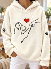 Sweat à capuche décontracté en flanelle pour femmes chien imprimé chien
