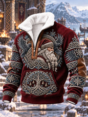 Sweats à capuche zippés viking Père Noël pour hommes