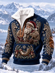 Sweats à capuche zippés viking Père Noël pour hommes
