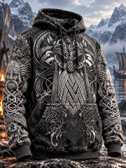Sweat à capuche surdimensionné viking guerrier nordique pour homme