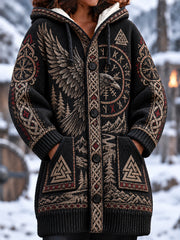 Manteau long imprimé viking pour femme