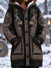 Manteau long imprimé viking pour femme