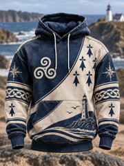 Sweat à capuche oversize à épaules tombantes avec poches pour homme, style Bretagne, France