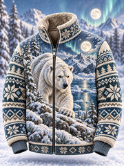 Veste zippée en flanelle à motifs animaux nordiques pour homme